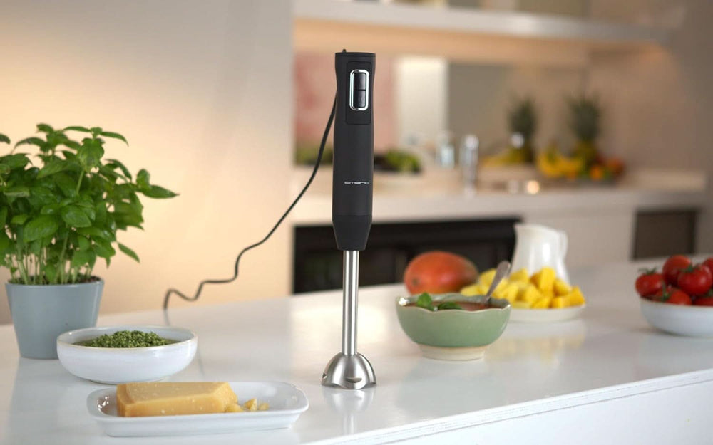 Emerio HB-111446 Mikser stojący, TESTSIEGER Preis/Leistung, Gummierter Rutschfester Griff, Edelstahl, Bpa-Frei, Schwarz, 250W Kitchen Naty Shop