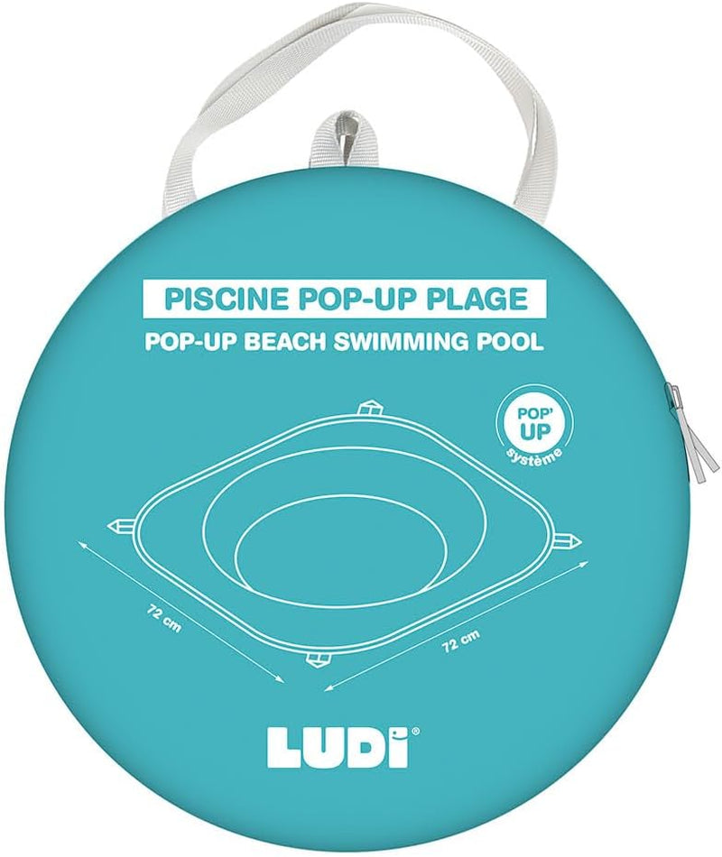 LUDI - Basen składany - Na plażę - Przenośny basen dla najmłodszych - Torba do przenoszenia i klipsy mocujące - Łatwy w montażu i przechowywaniu - Od 10 miesiąca, Turkusowy