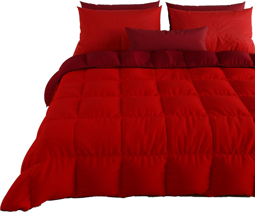 PETTI Artigiani Italiani - Koc zimowy na podwójne łóżko, maxi, monochromatyczny, dwustronny, biały, szary, 100% Made in Italy