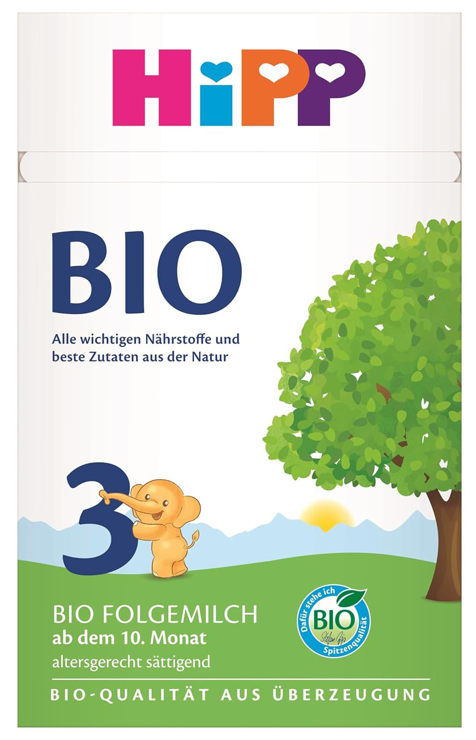 HiPP 3 Organiczne mleko następne (4 x 600g) - po 10 miesiącach z Omega-3 (DHA, ALA), wapniem, witaminą D, najwyższej jakości organicznej