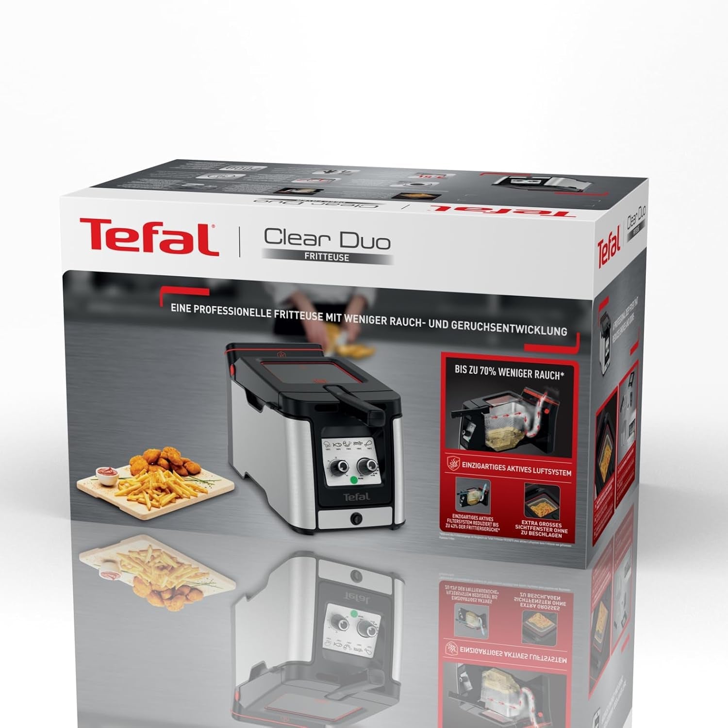 Frytownica Tefal FR600D Clear Duo, smażenie z mniejszą ilością dymu i zapachów, pojemność 1,2 kg, termostat, timer, duże okienko bez mgły Sprzęt AGD Naty Shop