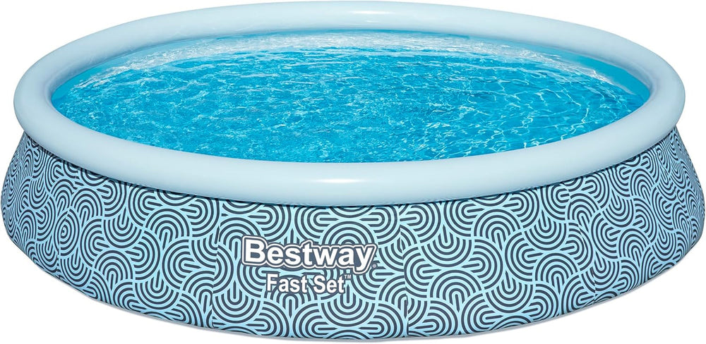 Set piscină gonflabilă Bestway Fast Set, rotundă, 396 cm x 396 cm x 84 cm, gri