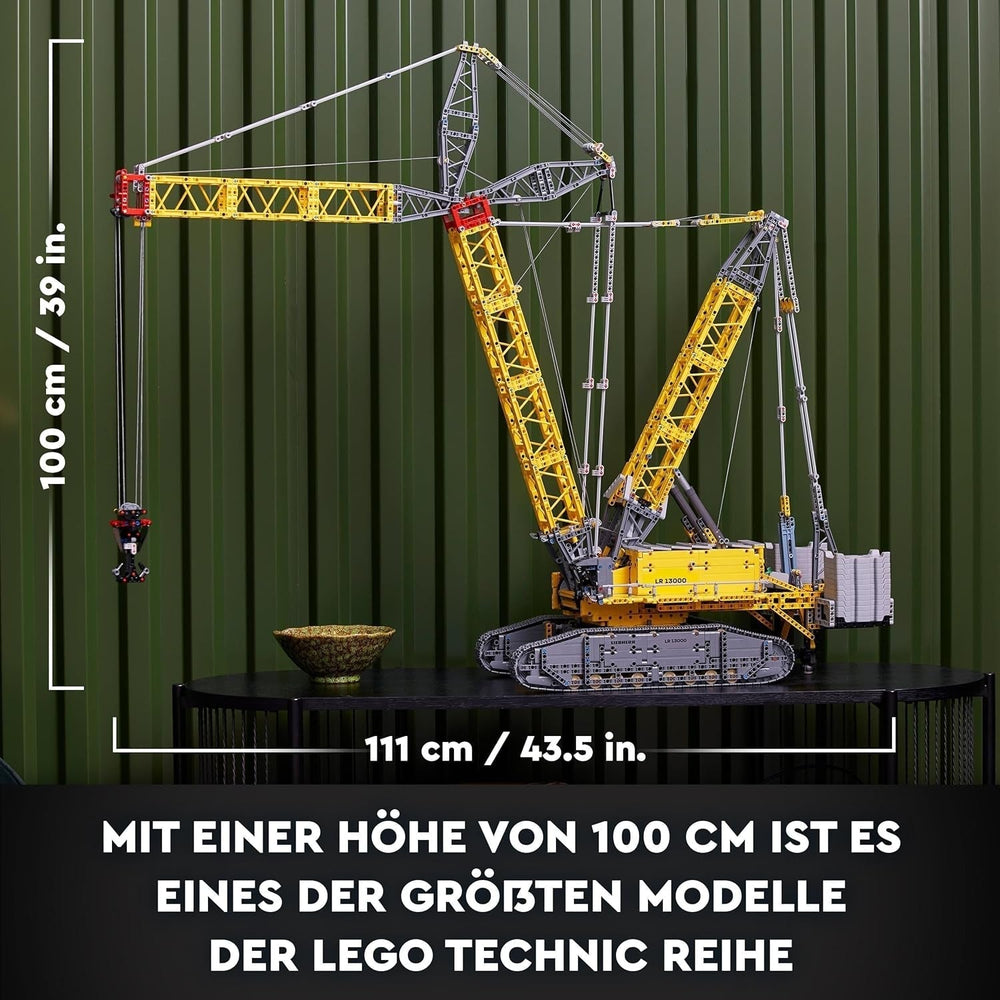 LEGO Technic Liebherr LR 13000 Dźwig gąsienicowy, zbuduj najlepszy model zdalnie sterowanego pojazdu budowlanego z aplikacją Control+, dźwig z wciągarką i ramieniem podnoszącym, duży zestaw modelowy dla dorosłych 42146 Besuche Den Zestawy konstrukcyjne LEGO-Store