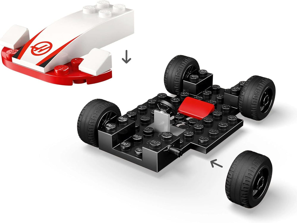 LEGO City Samochody wyścigowe F1 Williams Racing i Haas F1 Racing — zabawka Formuły 1 z samochodami do zbudowania i 2 minifigurkami kierowców wyścigowych — pomysły na drobne prezenty dla chłopców i dziewcząt od 4 lat 60464 Zestawy do budowania Szukaj sklepu LEGO