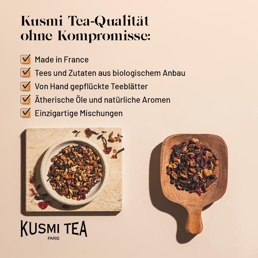 Kusmi Tea - Pachet de 2 - Ceai verde cu iasomie - Amestec de ceai verde organic cu iasomie - Ceai verde 100% organic - Se poate consuma fierbinte sau rece - 2X20 pliculețe de ceai