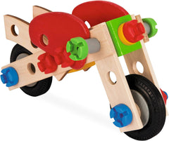 Eichhorn - Constructor Motorrad, 2 Verschiedene Modelvarianten baubar, Konstruktionsspielzeug mit 40 Teilen, vielseitiges Holzspielzeug, 100% FSC zertifiziertes Buchenholz, ab 3 Jahren