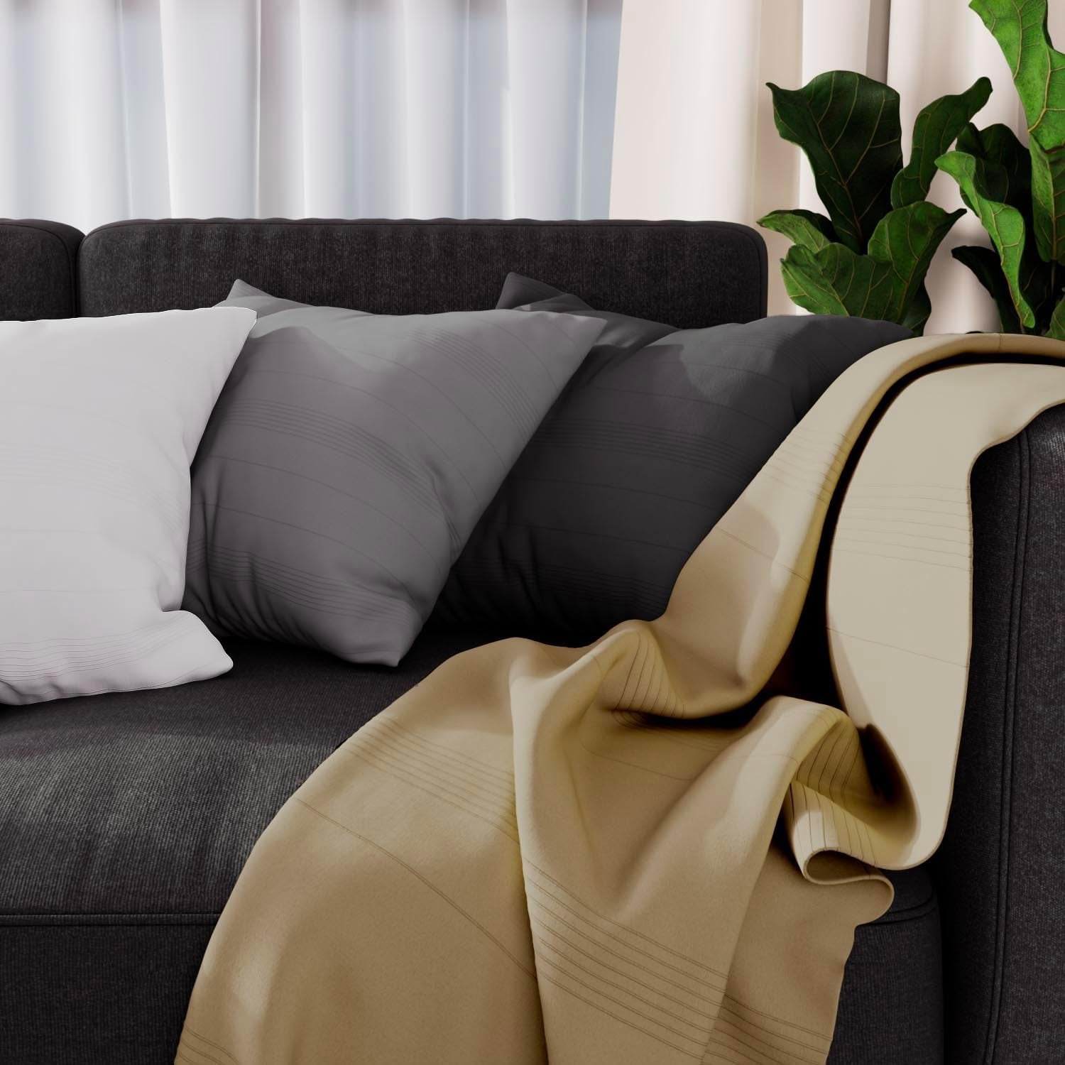 Soleil D'Ocre Adele Plaid, rzucony przez fotel, Polycoton, szary, 140 x 200 cm Łóżka i koce Besuche den Soleil d'ocre-Store Ivory 140 x 200 cm