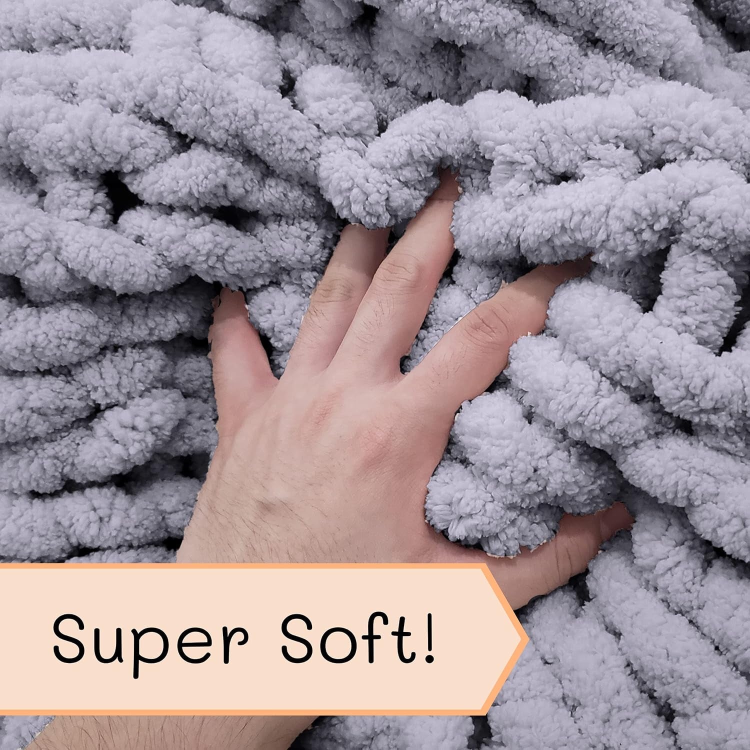 Gruby koc robiony na drutach, narzuta, w 100% ręcznie robiony na drutach z przędzy szenilowej jumbo (127 x 152,4 cm, liliowo-szary) Łóżka i koce Adyrescia