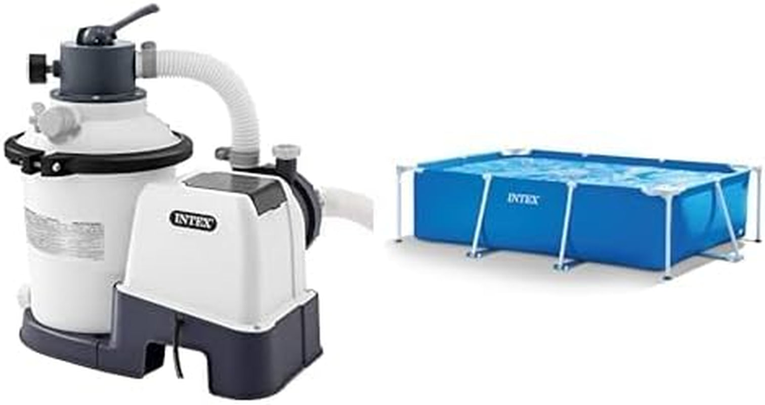 System filtrów piaskowych Krystal Clear SX925, wydajność cyrkulacji 2000 l/h, 26642, basen z prostokątną i białą ramą - basen naziemny - 300 x 200 x 75 cm, niebieski