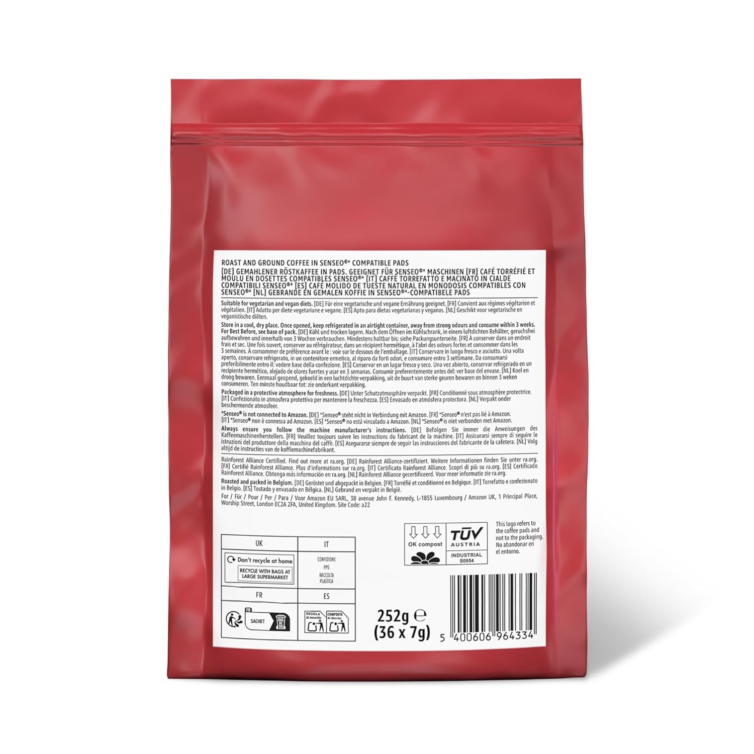 Kaffeepads Classic 100% Arabica, Geeignet für Senseo Maschinen, 36 Stück (1er-Pack) (Packung mit 2)