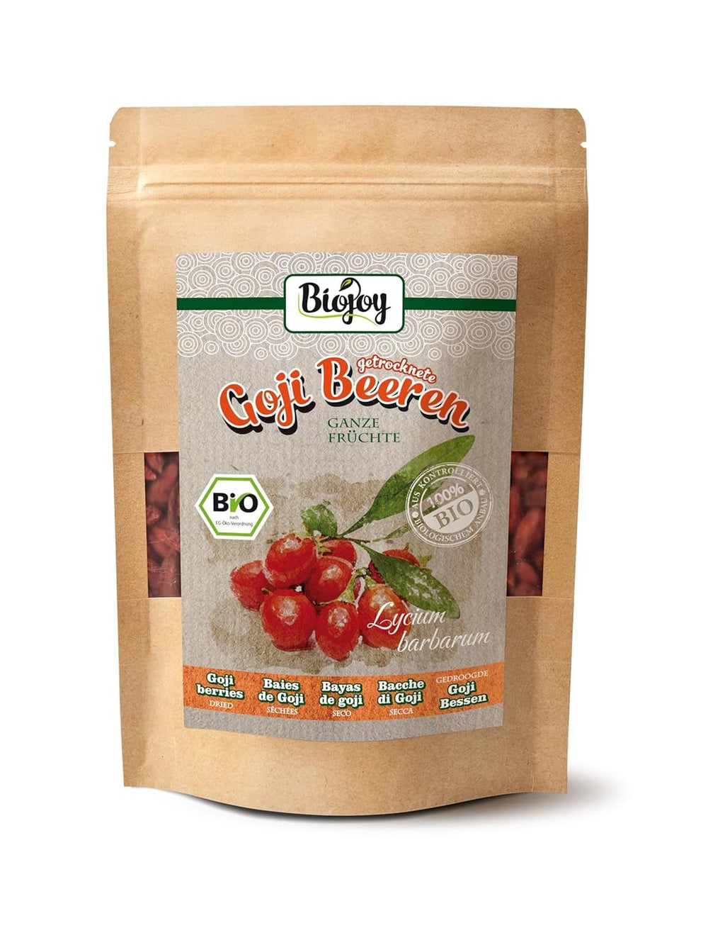 Biojoy fructe de goji bio uscate (1 kg), fructe de lup întregi și nesulfurate Produse deshidratate Naty Shop 250 G