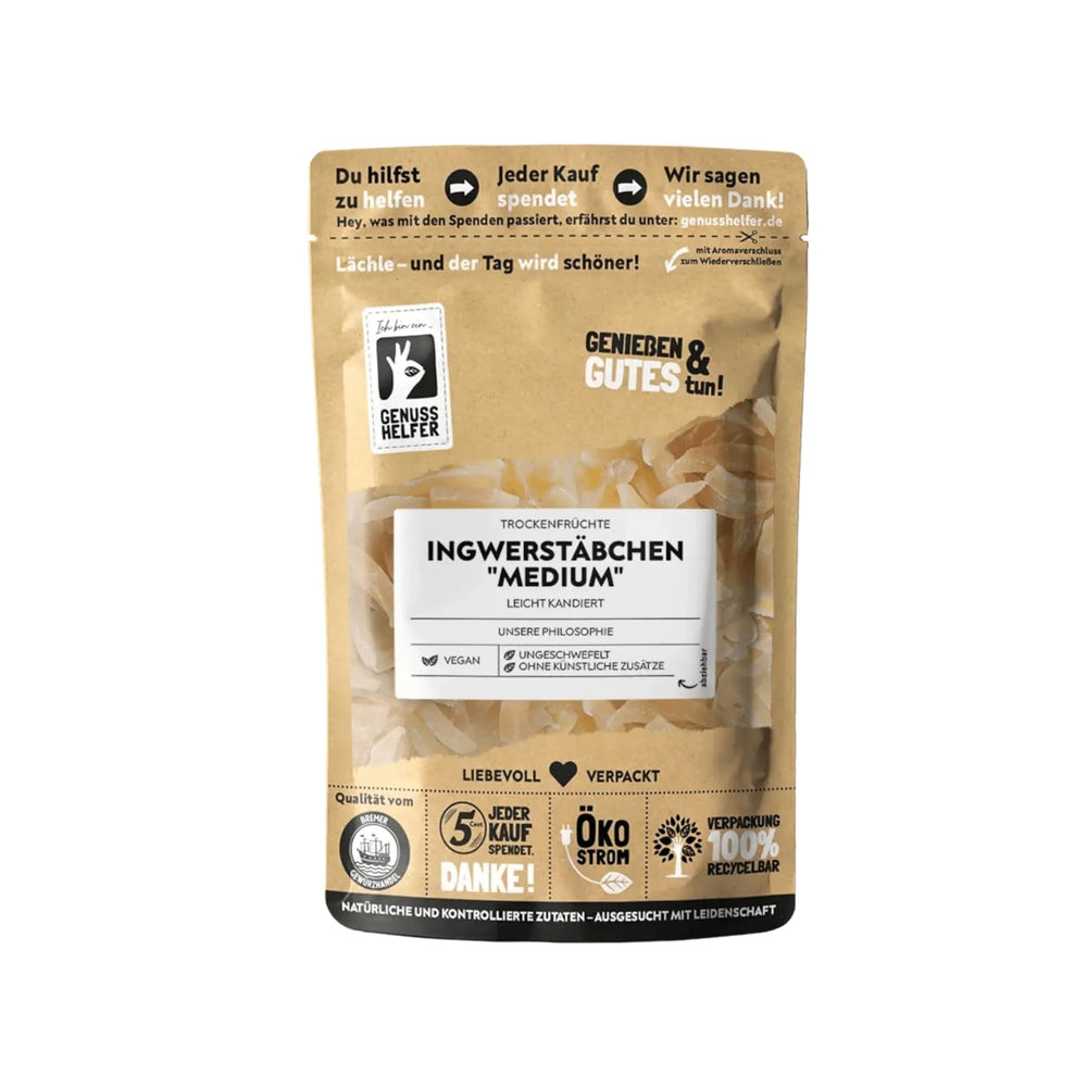 Bremer Gewürzhandel bastonașe de ghimbir mediu, confiate, aromă ușoară, gustare delicioasă, 1kg Produse deshidratate Naty Shop 200 G (1 pachet)