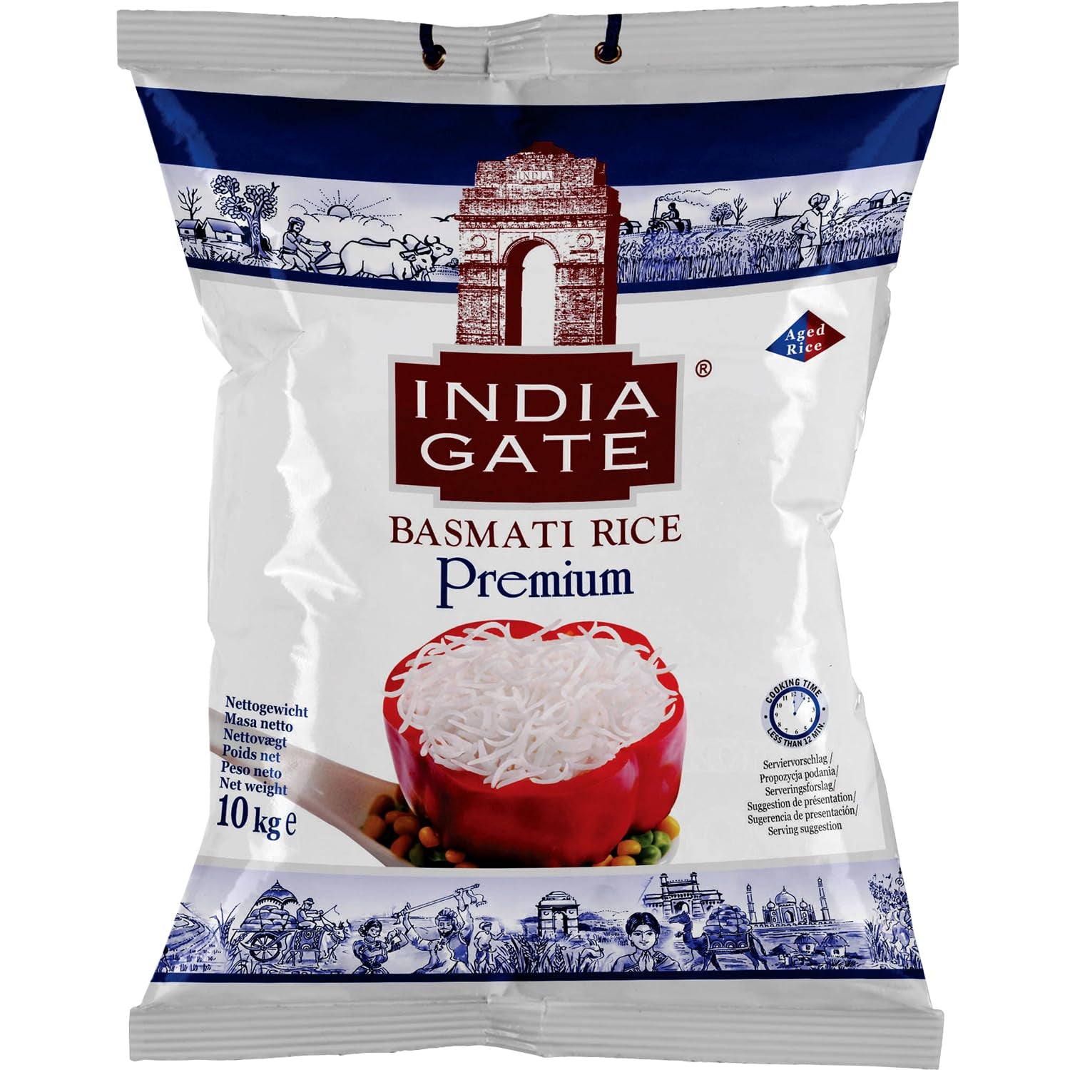 INDIA GATE Premium Basmati Rice – Długoziarnisty drobnoziarnisty, aromatyczny ryż z Indii, drobnoziarnisty długoziarnisty (1 x 5 kg)