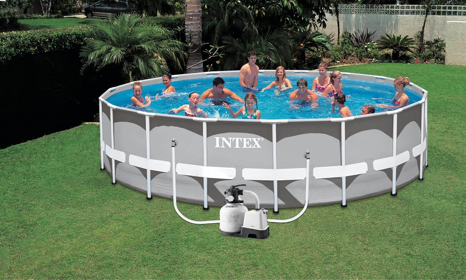 Intex 26676 Krystal Clear System do słonej wody Pompa z filtrem piaskowym 7900 l/h Przepływ wody 6000 l/h Przepływ systemu do basenów do 32200 l Plastikowy biały