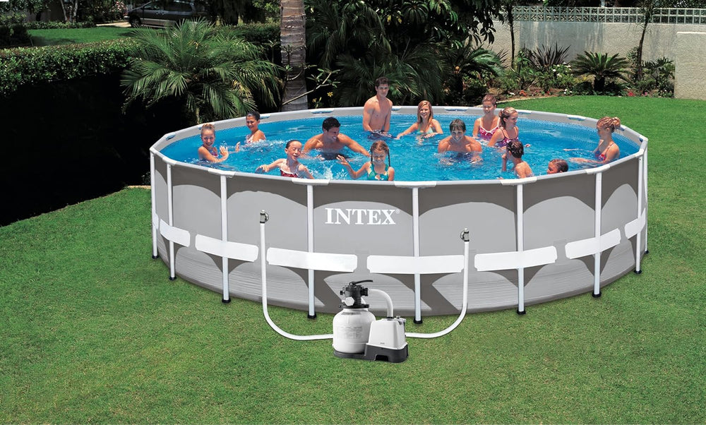 Intex 26676 Krystal Clear System do słonej wody Pompa z filtrem piaskowym 7900 l/h Przepływ wody 6000 l/h Przepływ systemu do basenów do 32200 l Plastikowy biały