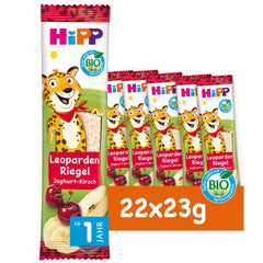 HiPP Batony Leopard z jogurtem i wiśniami w bananie (22 x 23g), od 1 roku, słodzone wyłącznie owocami, najlepszej jakości organicznej