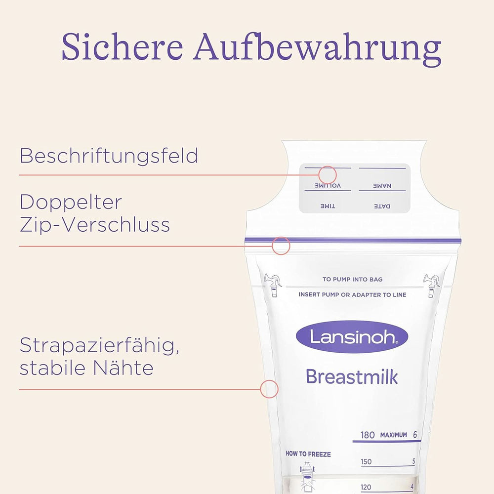 Lansinoh Muttermilchbeutel - 25 Stück - Zum Sicheren Aufbewahren Und Einfrieren Von Muttermilch - Hygienisch & Platzsparend Akcesoria Żywność i karmienie piersią Bebe Naty Shop