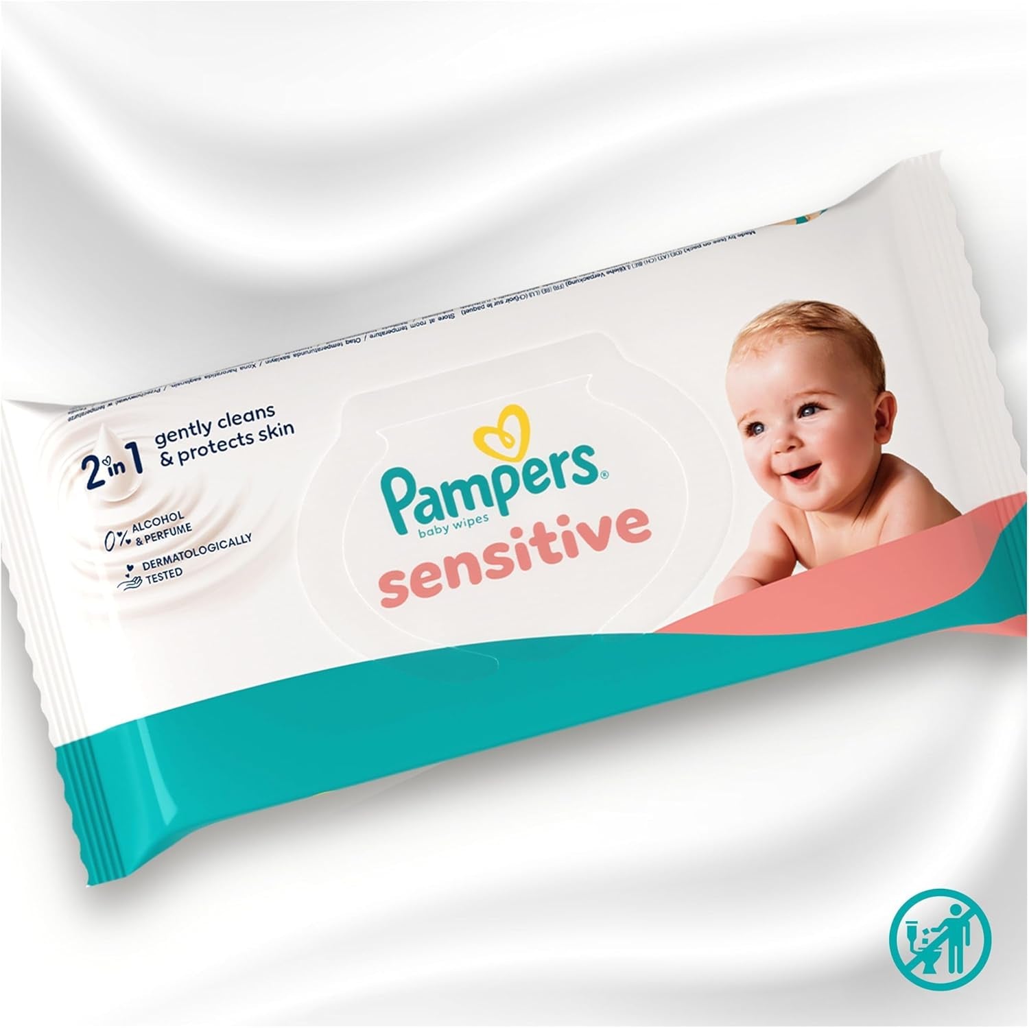 Chusteczki dla niemowląt Pampers Sensitive, 15 opakowań po 80 chusteczek, 1200 chusteczek dla niemowląt, delikatne oczyszczanie i ochrona skóry 2 w 1