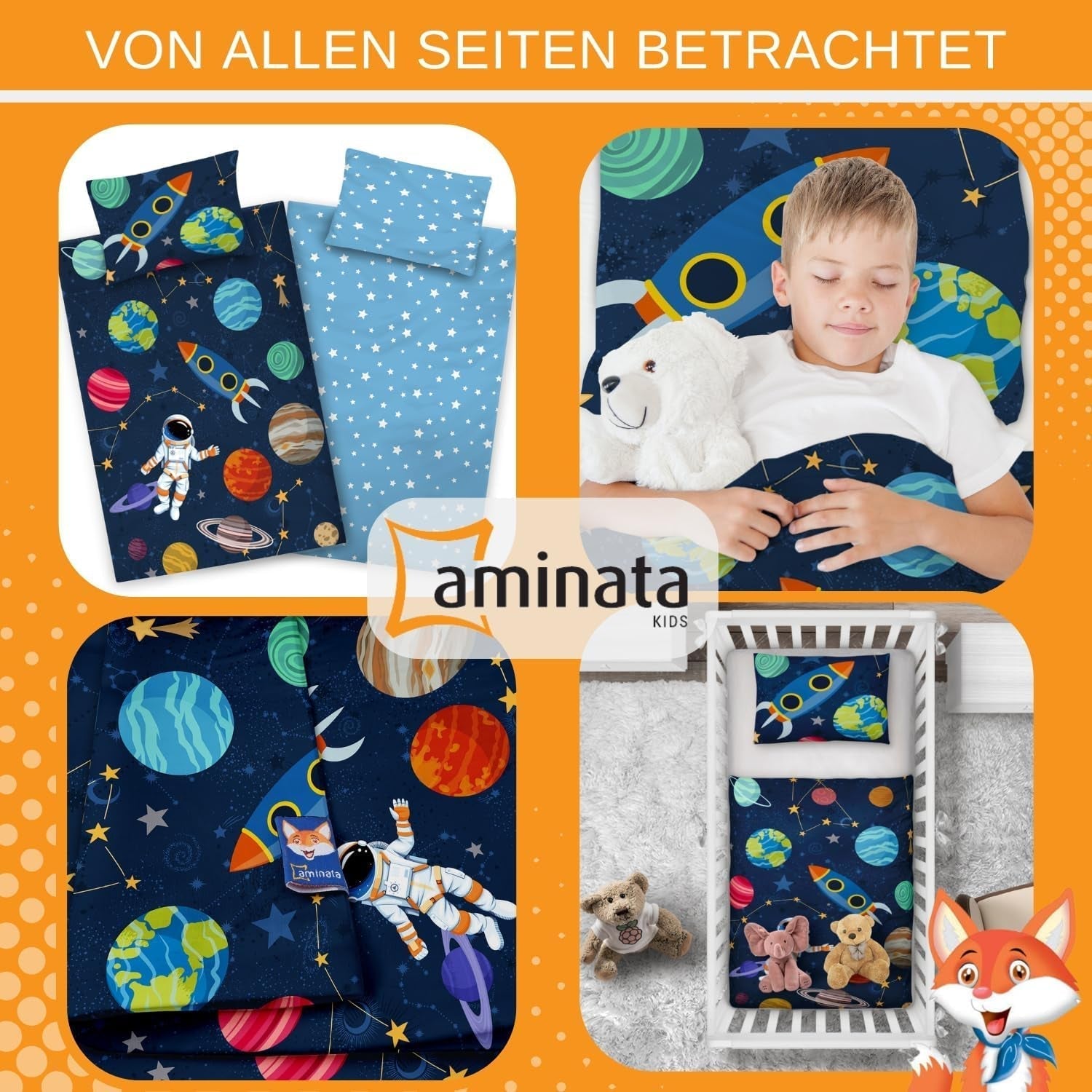 Pościel dziecięca Aminata Kids, kosmos, bawełniana Pościel - dziecięca Naty Shop