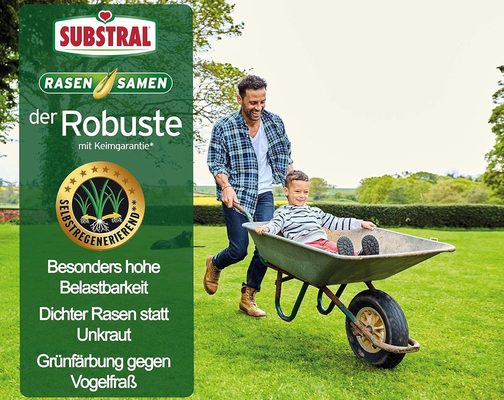 Substral Rasensamen Der Robuste, 1 Kg Für 50 M² - Sport- Und Spielrasen, Einzigartige Strapazierrasen-Mischung