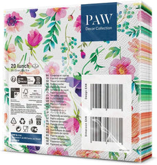 PAW - Șervețele 3 straturi (33 X 33 Cm) I 20 bucăți I Perfect pentru zile de naștere, petreceri, nunți, comuniuni și sărbători I Decorațiuni de masă șervețele de hârtie colorate - Flori colorate Flora I Aranjament floral