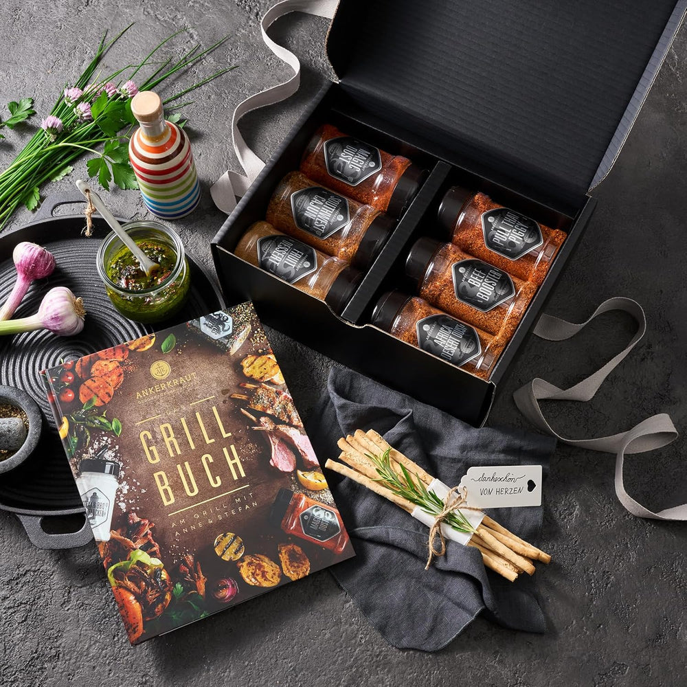 Ankerkraut Grillbuch-Set z 6 Streuern, 1320g Gewürze plus Buch im Bundle