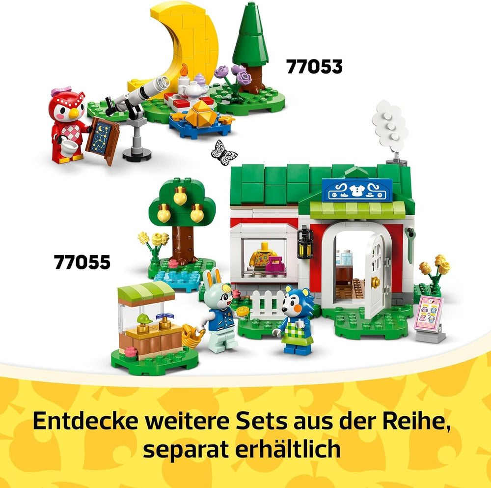 LEGO Animal Crossing Przyczepa i ogród Gerda do odgrywania ról Zestaw samochodzik dla dzieci w wieku 7 lat dla dziewcząt i chłopców Prezent Gra wideo Zabawka z figurkami zwierząt 77054 Zestawy do budowania Besuche den LEGO-Store