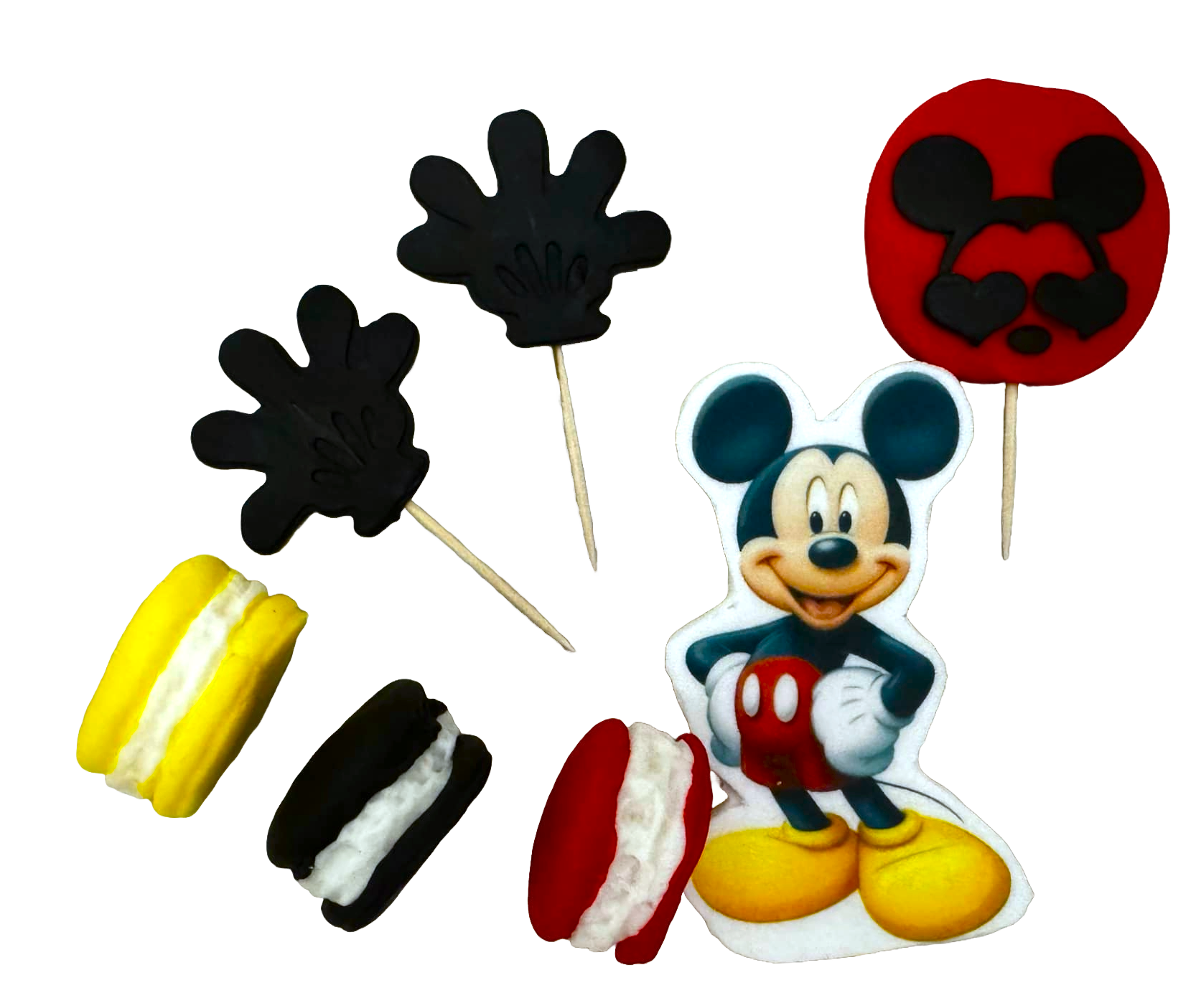 Set 7 decoratiuni comestibile din pasta de zahar, Mickey Mouse Decoratiuni din Pasta de Zahar Naty Shop