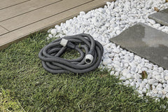 GF SRL, Aquapop Grey Easy 10, furtun împletit autoextensibil de 10 metri, fabricat în Italia, cu mini pulverizator de grădină și conectori pentru irigarea grădinii, gri închis