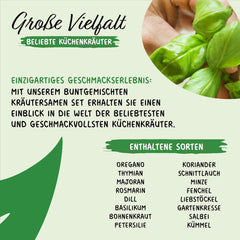 Prademir – Kräutersamen Set aus 16 beliebten Küchenkräutern – Kräuter Anzuchtset mit 100% Natursamen aus Portugal – Kräuter Saatgut aus Oregano, tymianek, majeranek, rozmaryn, koper, bazylika, szałwia uvm