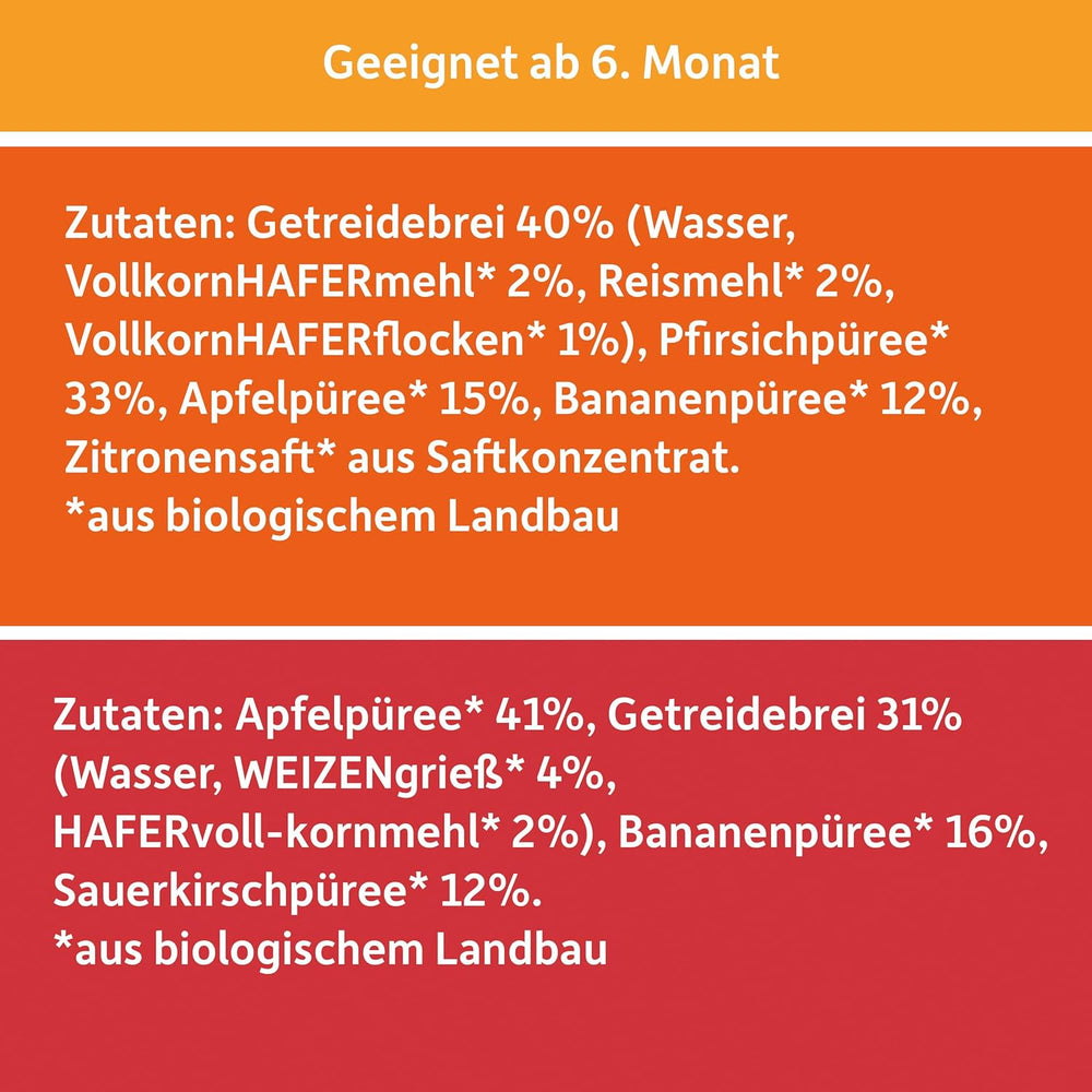 FRECHE FREUNDE Organiczna mieszanka w wielopaku do wyciskania - Owoce + Płatki, Przecier owocowy ze zbożami w wyciskanej torbie dla dzieci od 6 miesiąca, wegańskie, opakowanie 3 szt., 3 x (4 x 100g)