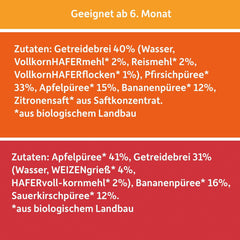 FRECHE FREUNDE Organiczna mieszanka w wielopaku do wyciskania - Owoce + Płatki, Przecier owocowy ze zbożami w wyciskanej torbie dla dzieci od 6 miesiąca, wegańskie, opakowanie 3 szt., 3 x (4 x 100g)