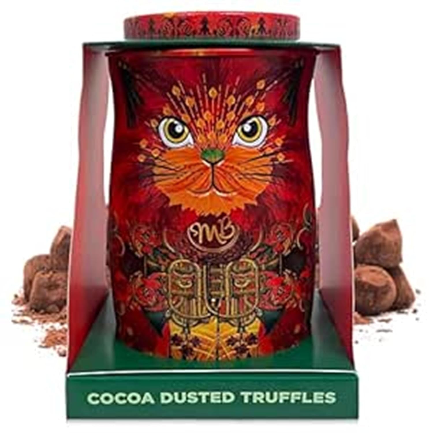 Monty Bojangles Savanna Gold Chocolate Trufle (135g) Praliny w proszku kakaowy Zestaw upominkowy w indywidualnym kształcie kota Pudełko kolekcjonerskie Flutter Scotch Flavor
