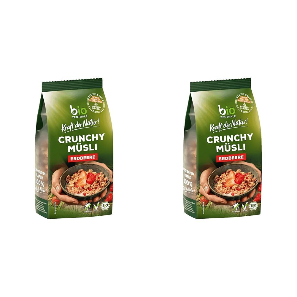 Chrupiące musli z jagodami Biozentrale | 375 g organicznego musli | Idealny na śniadanie i filiżankę musli na wynos | Alternatywa dla batonów musli