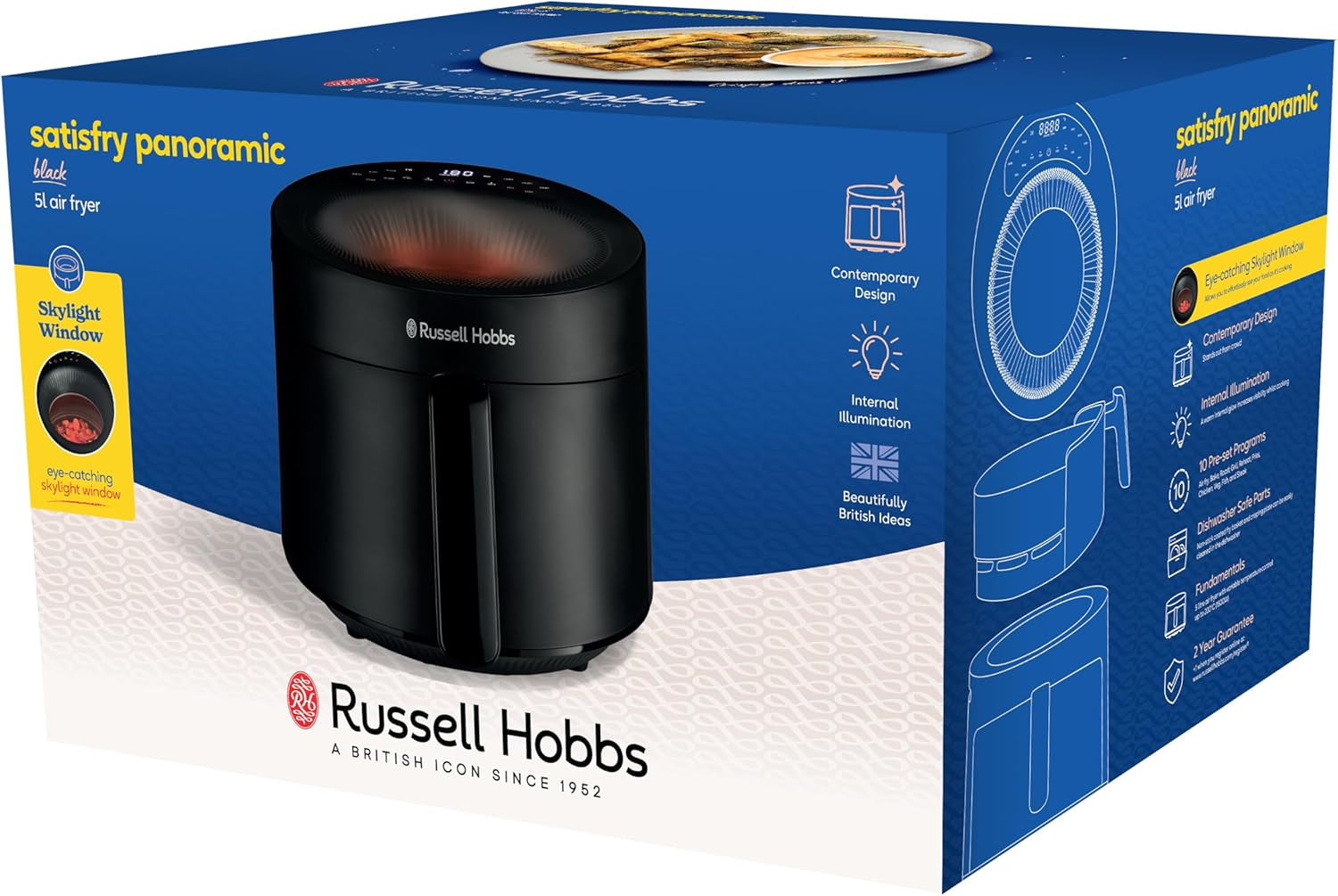 Russell Hobbs Airfryer, 5 litrów, 10 programów, okienko Naty Shop Appliances