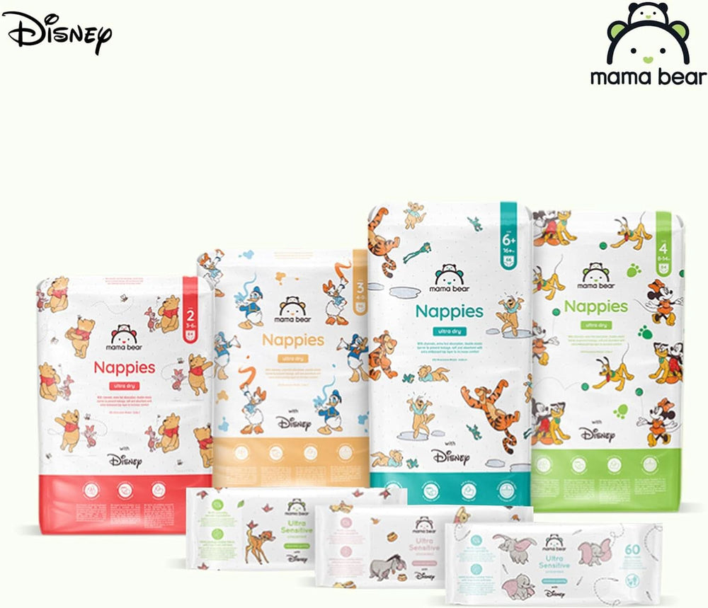 Pieluchy Mama Bear Disney Ultra Dry rozmiar 4 (8-14 kg), białe, 84 sztuki (1 opakowanie) Naty Shop