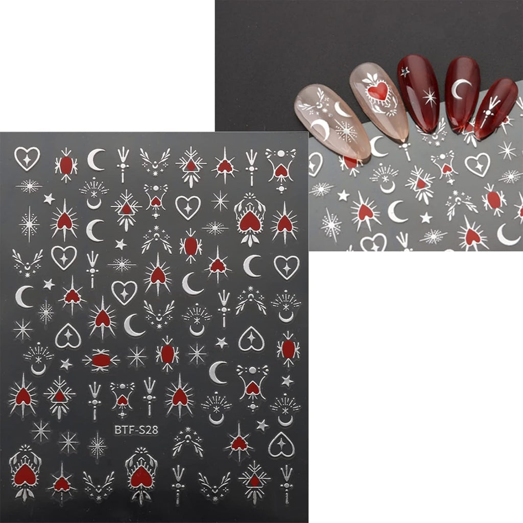 JMEOWIO Nagelsticker Mond Stern 9 Blatt Nail Art Sticker Selbstklebend Nagelaufkleber Sonne Dekoration Nageldesign Zubehör