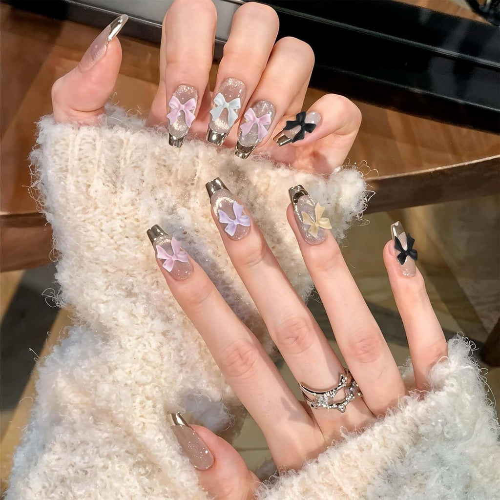 100 Stück 3D Nageldekorations Sets Schleifen Nagelanhänger Nagelkunst Dekorationen Schleife Für Acrylnägel, Süße Kawaii-Schleifenanhänger, Hübsche Nagel-Schleifenanhänger-Dekoration