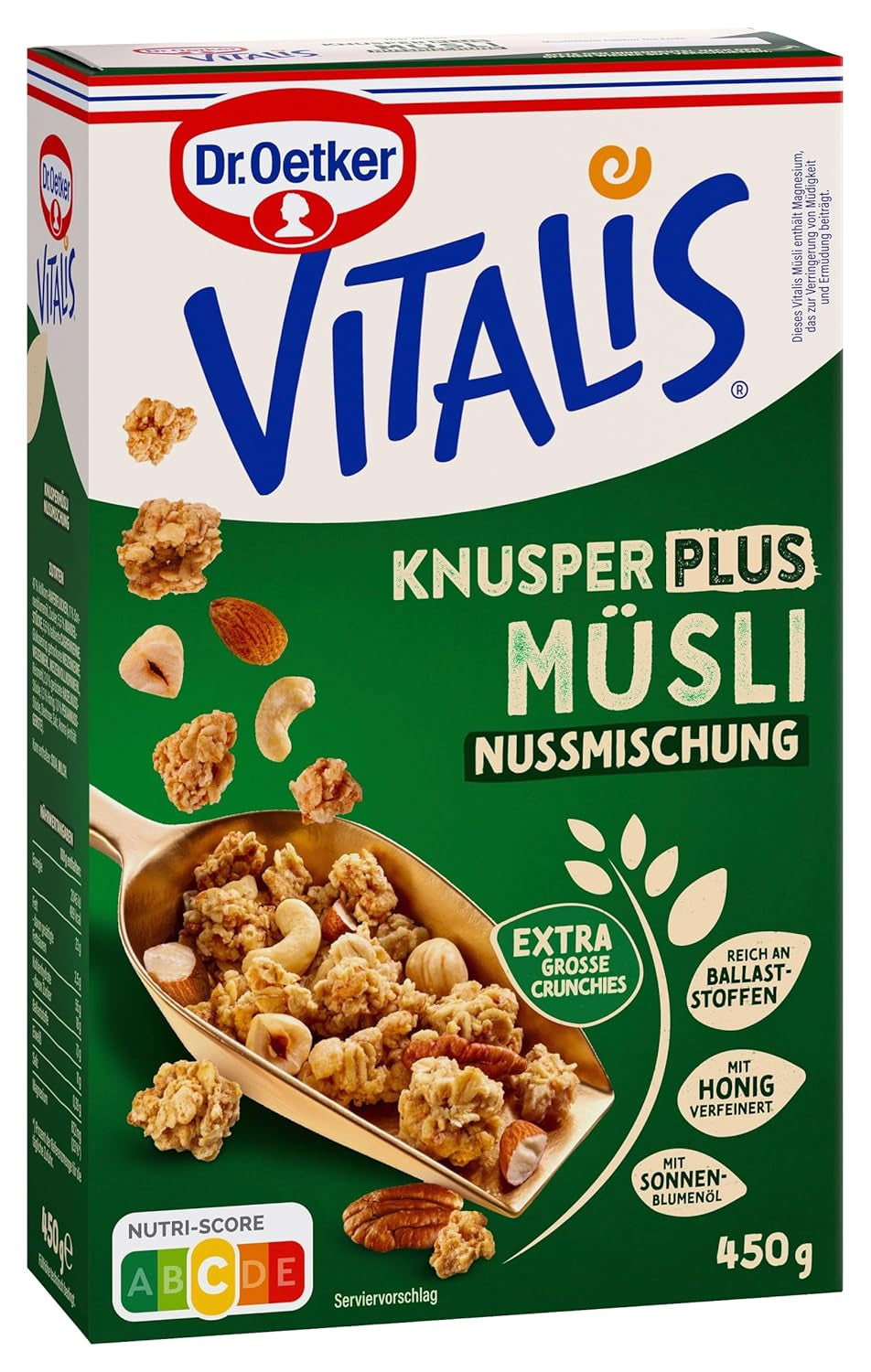 Dr. Oetker Vitalis KnusperPlus Double Chocolate: Chrupiące musli z mleczną i gorzką czekoladą, opakowanie 7 szt. (7 x 450 g)