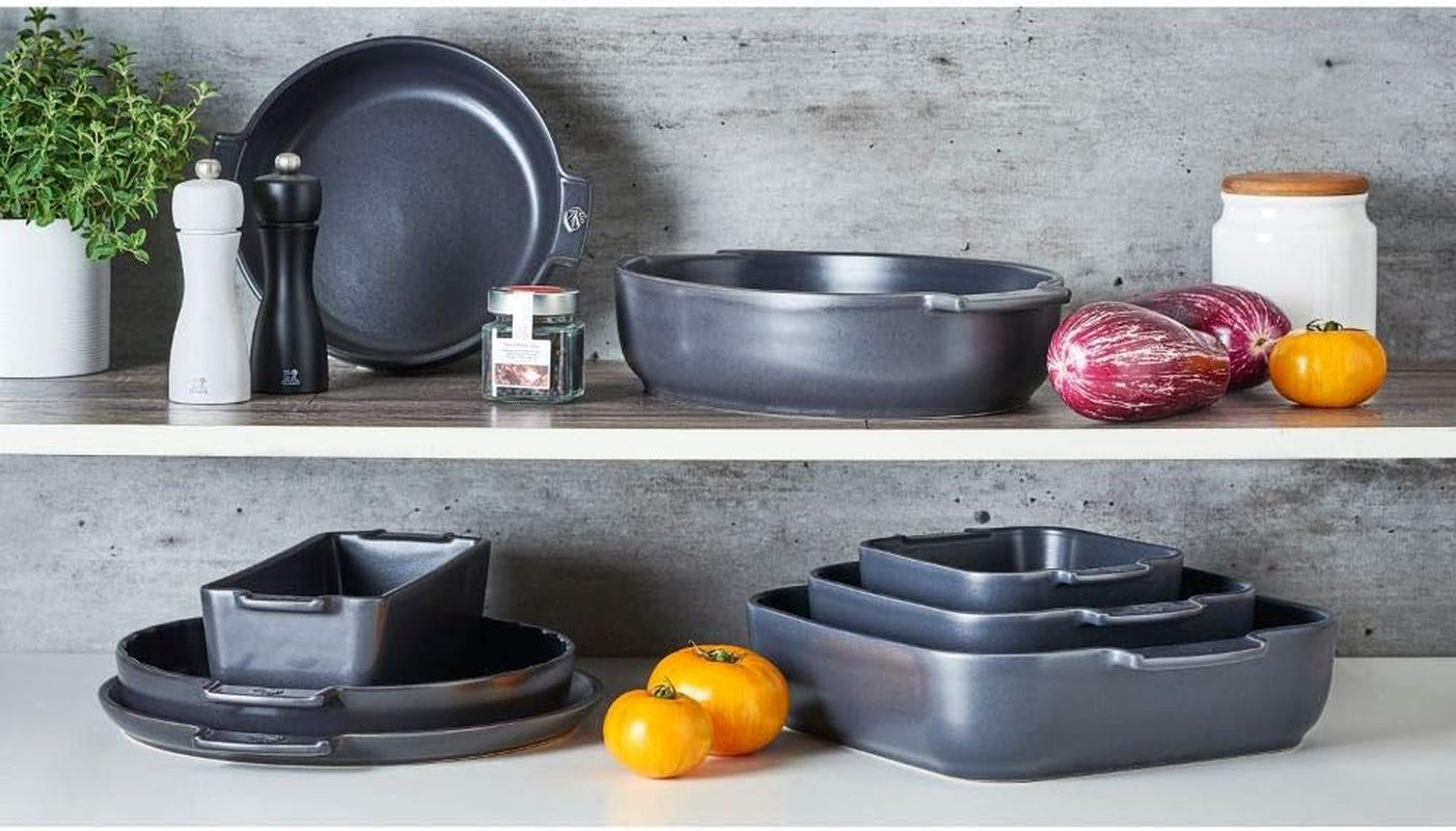 Peugeot Appolia Rechteckige Auflaufform Mit Griffen, Keramik, Schiefer / Grau, 7,2X31X21,7 Cm, Fassungsvermögen: Ca. 2 L, 60060 Formy i blachy do pieczenia Naty Shop
