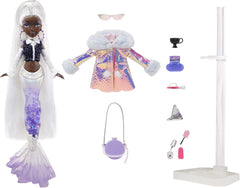 Mermaze Mermaidz™ Winter Waves Crystabella™ Meerjungfrau-Modepuppe z Farbwechsel-Flosse, glicernem Schwanz i Zubehör
