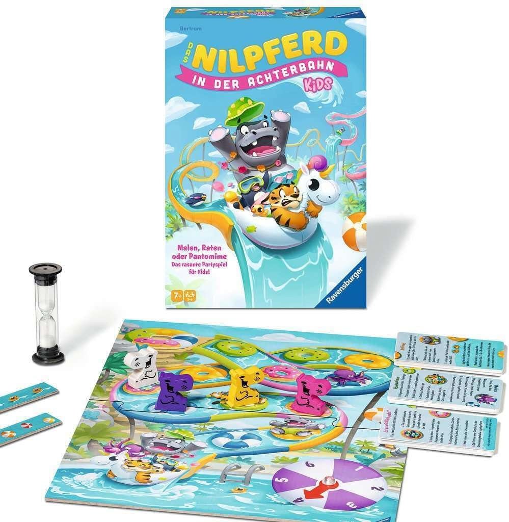 Ravensburger 22361 - Hipopotamul din Roller Coaster Kids - Joc de societate pentru copii și familii cu vârsta de 7 ani și peste, pentru 3-6 jucători - Joc de petrecere, joc de Revelion, joc pentru copii