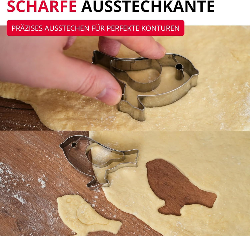 Formă de biscuiți Westmark Sparrow – Formă de biscuiți din oțel inoxidabil – Formă precisă pentru biscuiți, aluat și multe altele – Forme de biscuiți pentru Paște și Crăciun, 8 cm