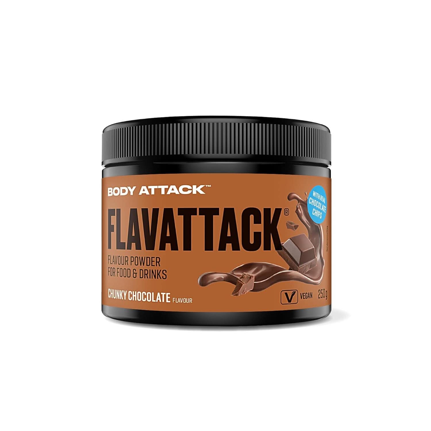 Body Attack Flavattack®, Double Choc Brownie, 250G / 83 porcje Aromaty Naty Shop 250 gramów Czekolada z kawałkami czekolady