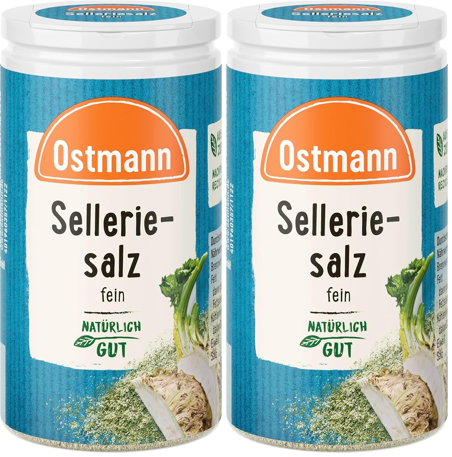 Ostmann Gewürze - Celeriesalz | Zum Verfeinern zährlicher herzhafter Gerichte | Recyclebare, nachfüllbare Streudose | 50 g na sitku