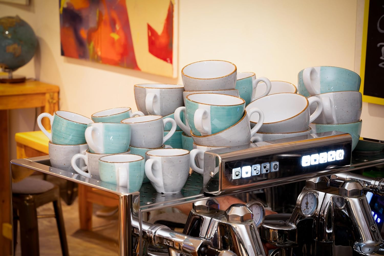 Creatable, 34042, seria Vintage Nature Aqua, set de veselă cu 8 piese pentru 4 persoane, set de cești de cafea din porțelan, potrivit pentru mașina de spălat vase și cuptorul cu microunde, fabricat în Europa