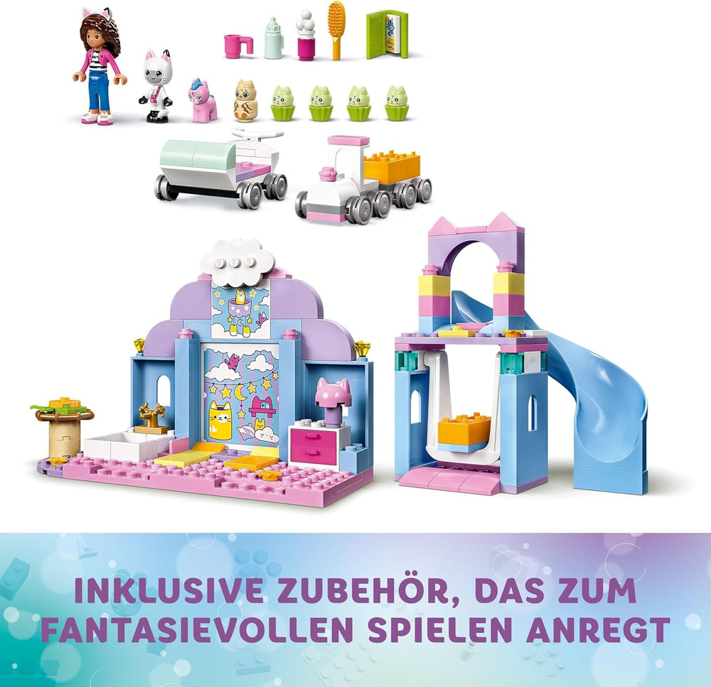 LEGO 4+ Domek dla lalek Gabby Małe kocie uszy Gabby Udawaj zwierzę Zestaw zabawek dla dzieci ze zjeżdżalnią i figurkami Prezent dla dziewcząt i chłopców Zabawka do kreatywnej zabawy 10796 Zestawy do budowania Beuche den LEGO-Store