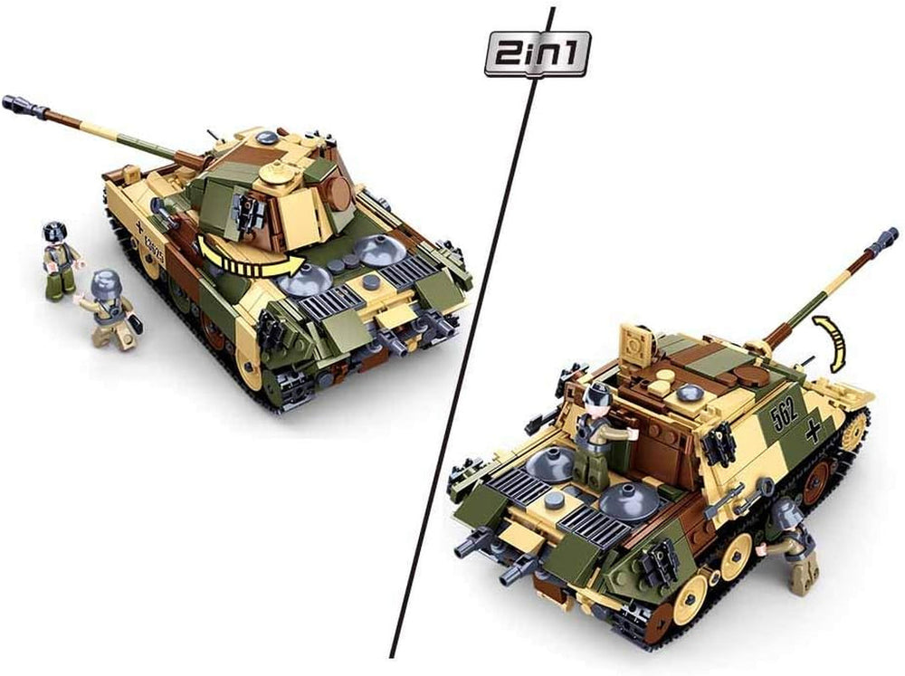 Sluban Klemmbausteine WWII - Mittlerer Deutscher Panzer [M38-B0859], Spielset, Klemmbausteine, Soldaten, mit Spielfigur, Army WWII, bunt, SL95719
