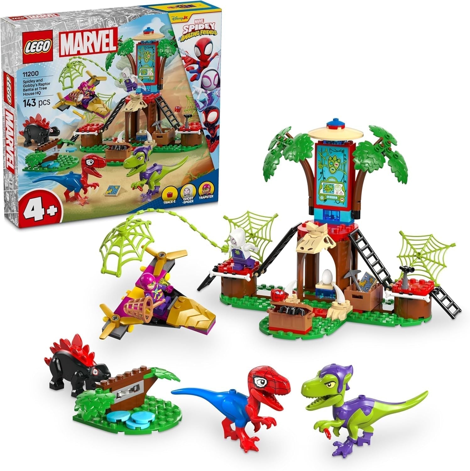 LEGO Marvel Pojedynek w domku na drzewie: Spider-Rex kontra. Gobby-Raptor, zestaw do budowania i zabawy z dinozaurem, zabawkowy dinozaur na prezent dla chłopców i dziewcząt w wieku 4+, Spider i jego super przyjaciele 11200 zestawów do budowania Besuche den LEGO-Store Default Title