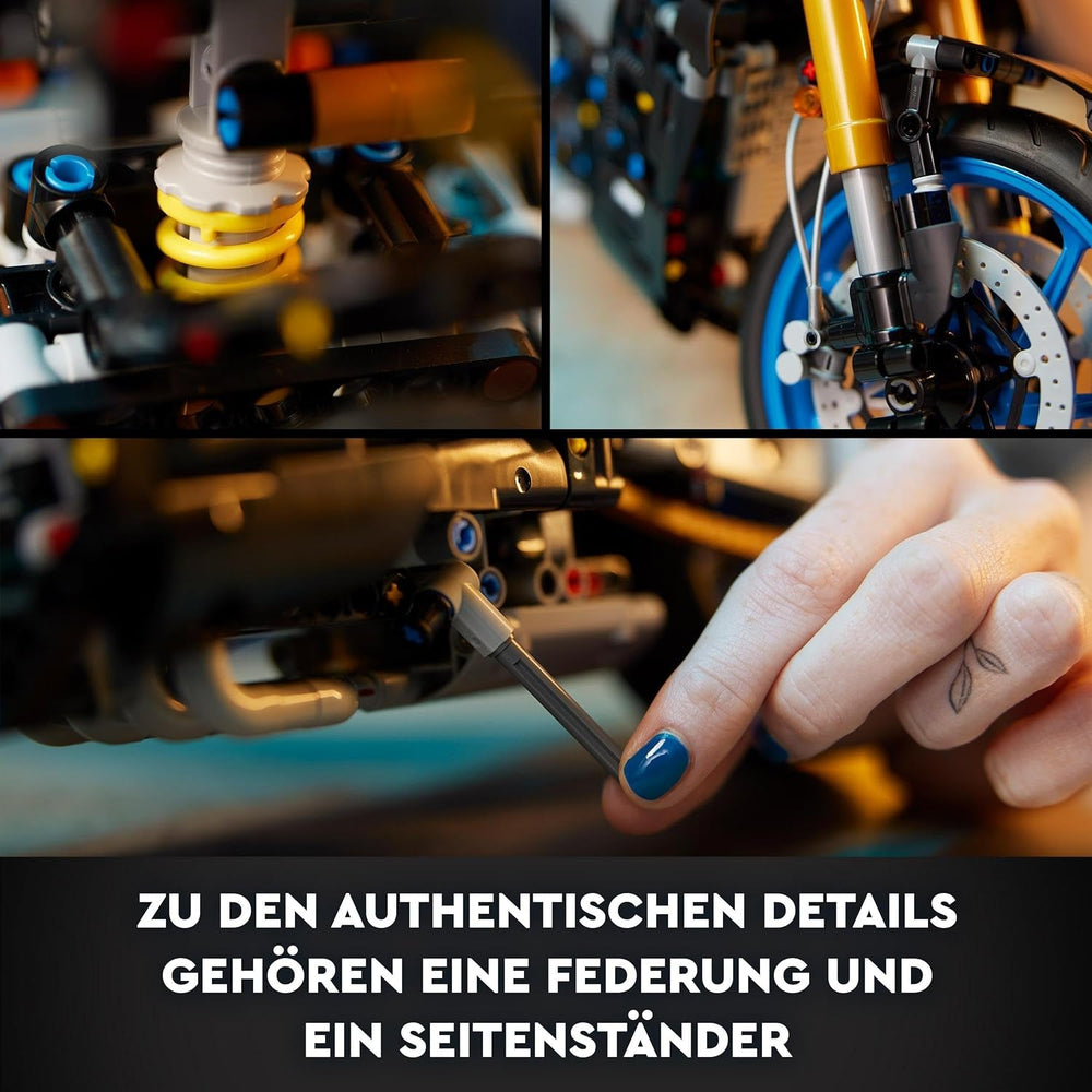 LEGO 42159 Model motocykla Technic Yamaha MT-10 SP dla dorosłych, autentyczny model pojazdu z 4-cylindrowym silnikiem, funkcjonalny układ kierowniczy i aplikacja Ar, zestawy do budowania jako prezent dla mężczyzn i kobiet w sklepie LEGO
